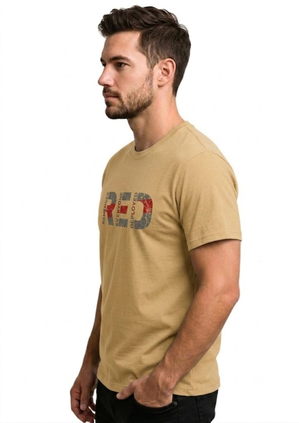 Beige Red Printed T-shirt