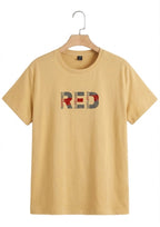 Beige Red Printed T-shirt