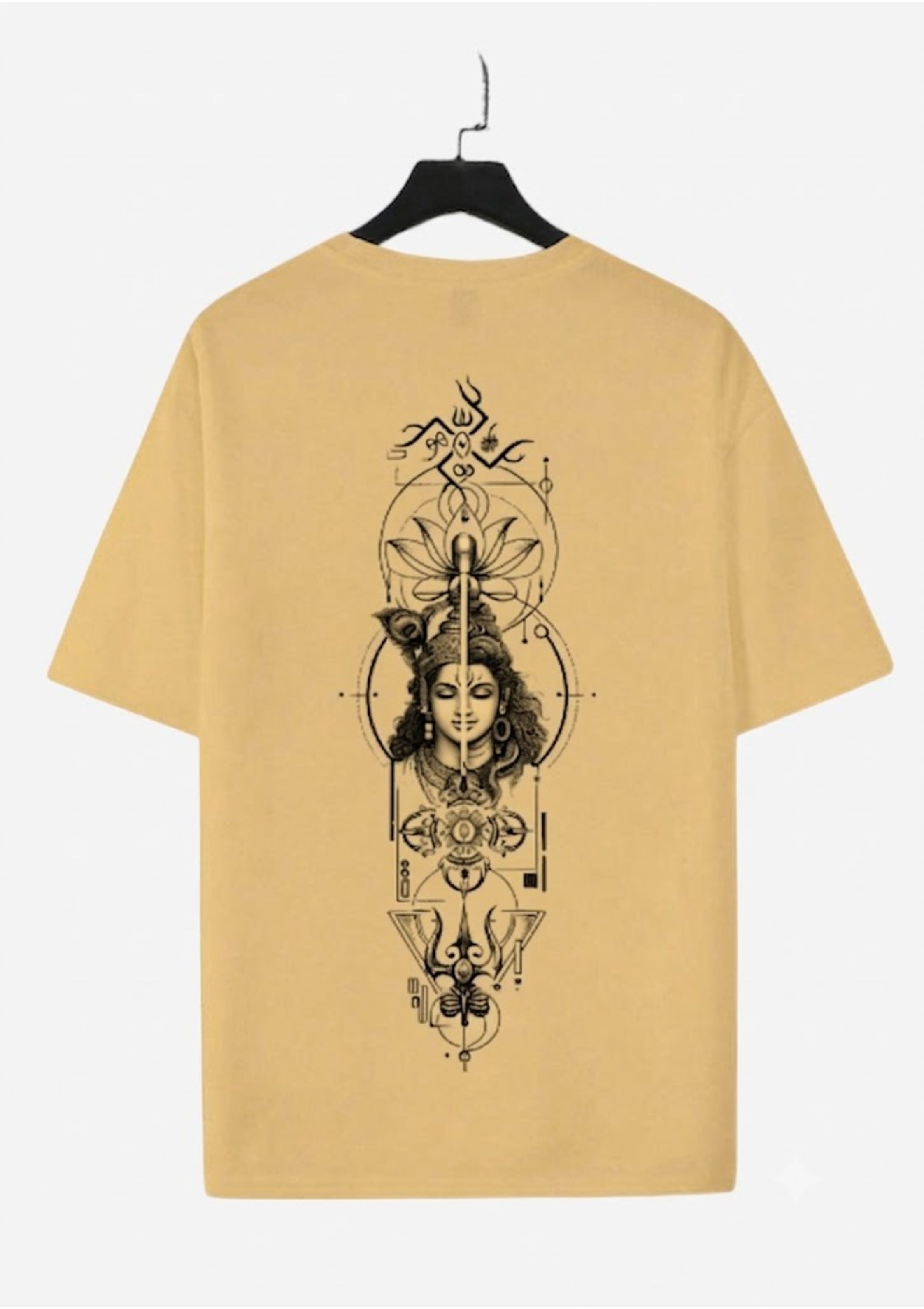 Beige Ardhanarishvara Oversized T-Shirt
