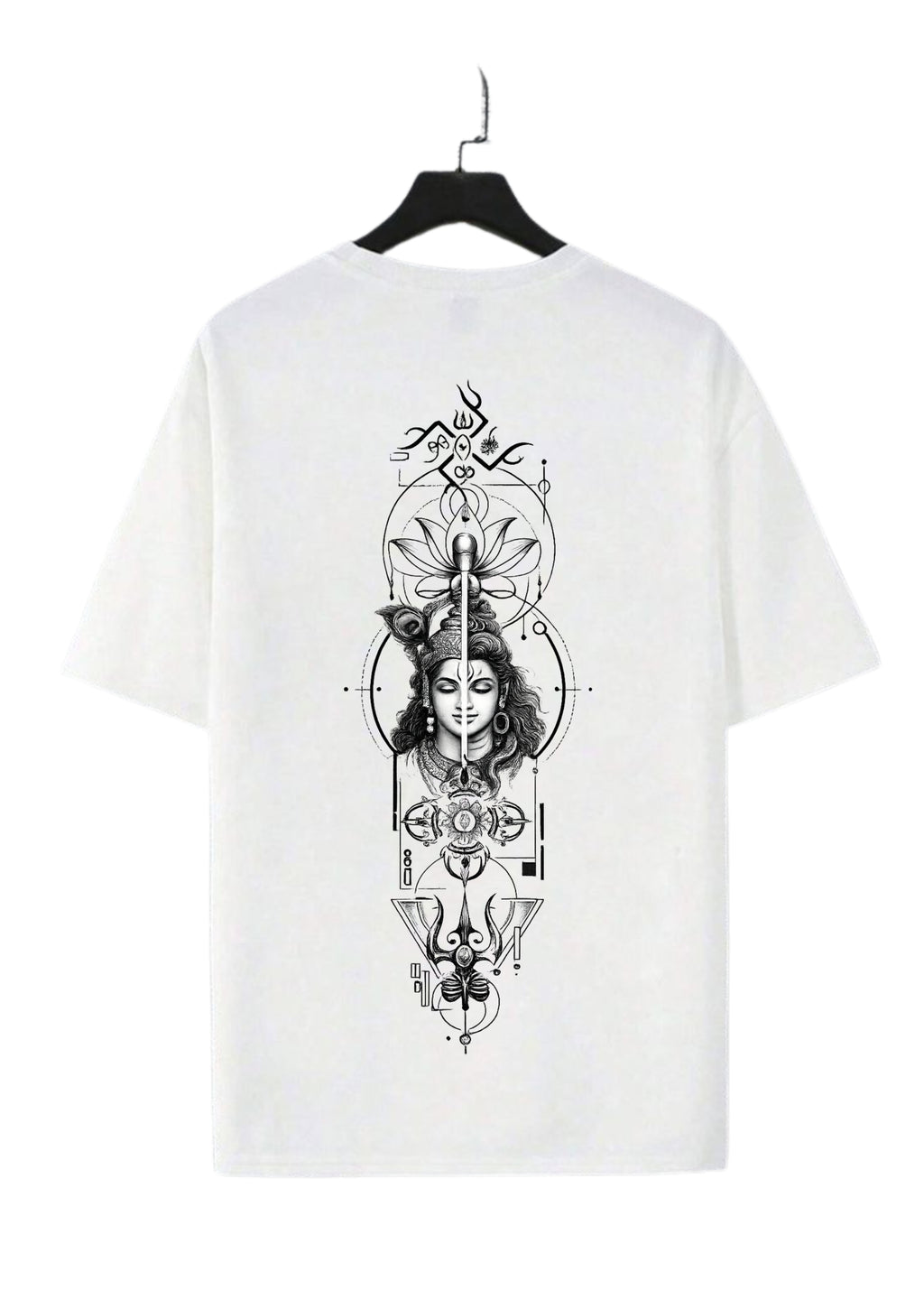 White Ardhanarishvara Oversized T-Shirt