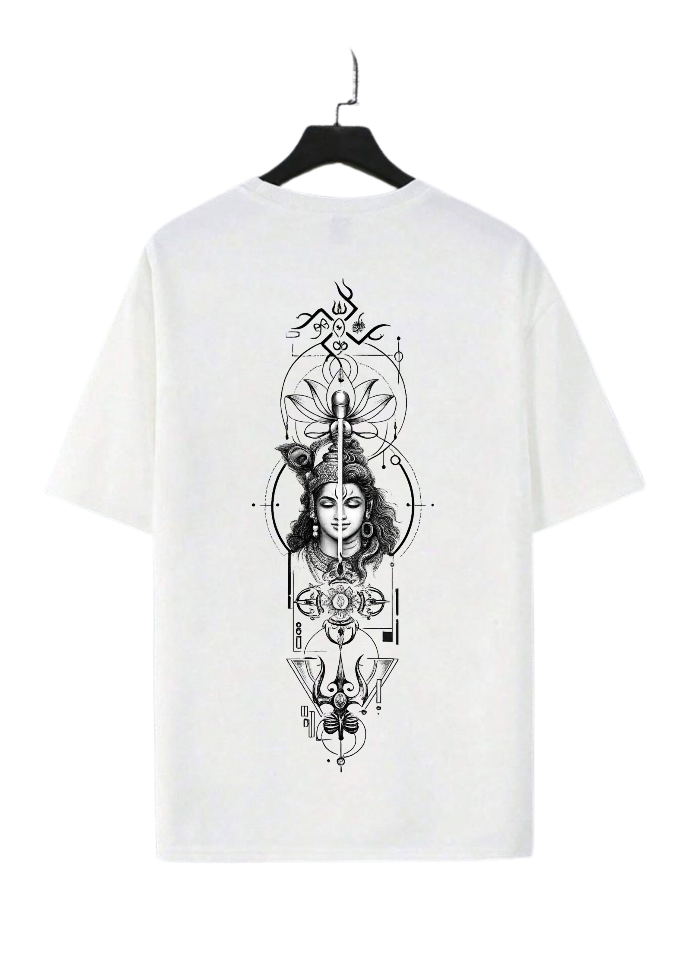 White Ardhanarishvara Oversized T-Shirt