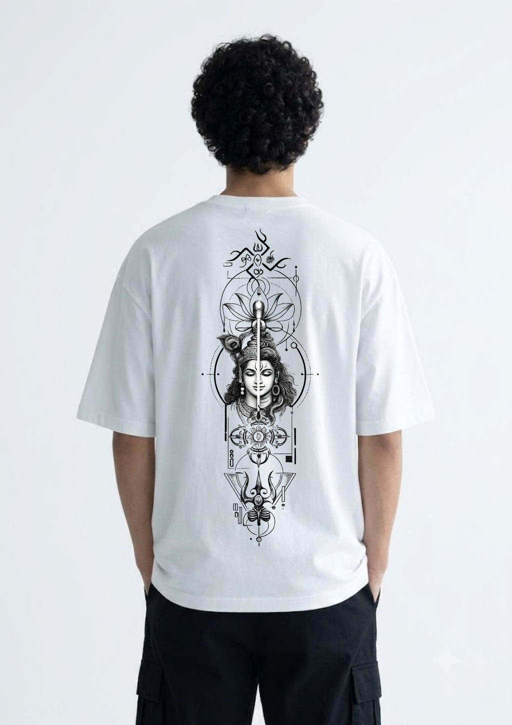 White Ardhanarishvara Oversized T-Shirt