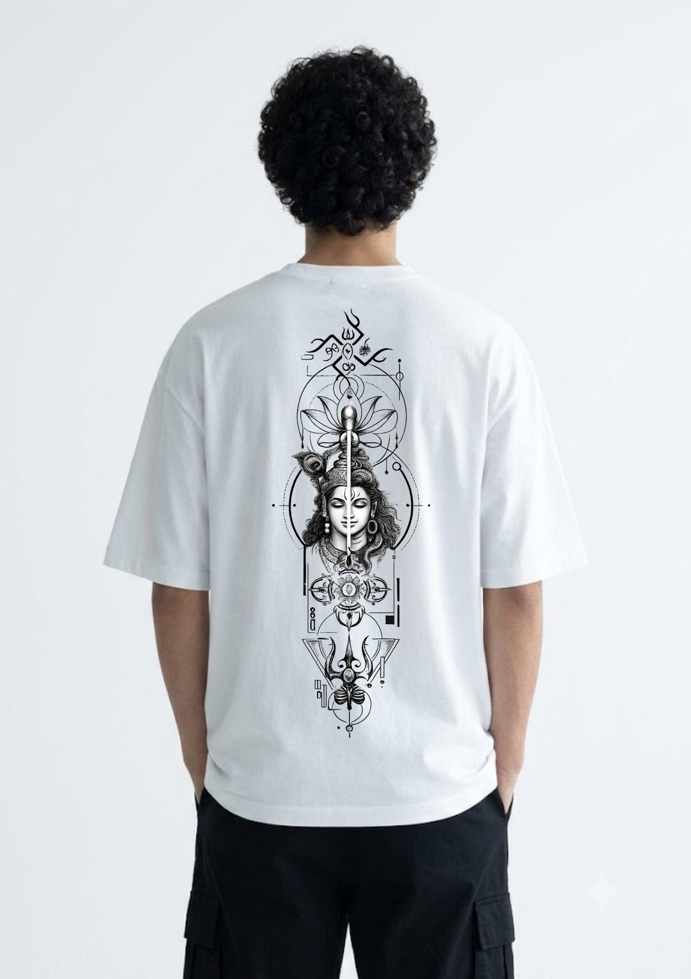 White Ardhanarishvara Oversized T-Shirt
