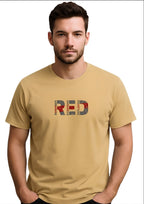 Beige Red Printed T-shirt
